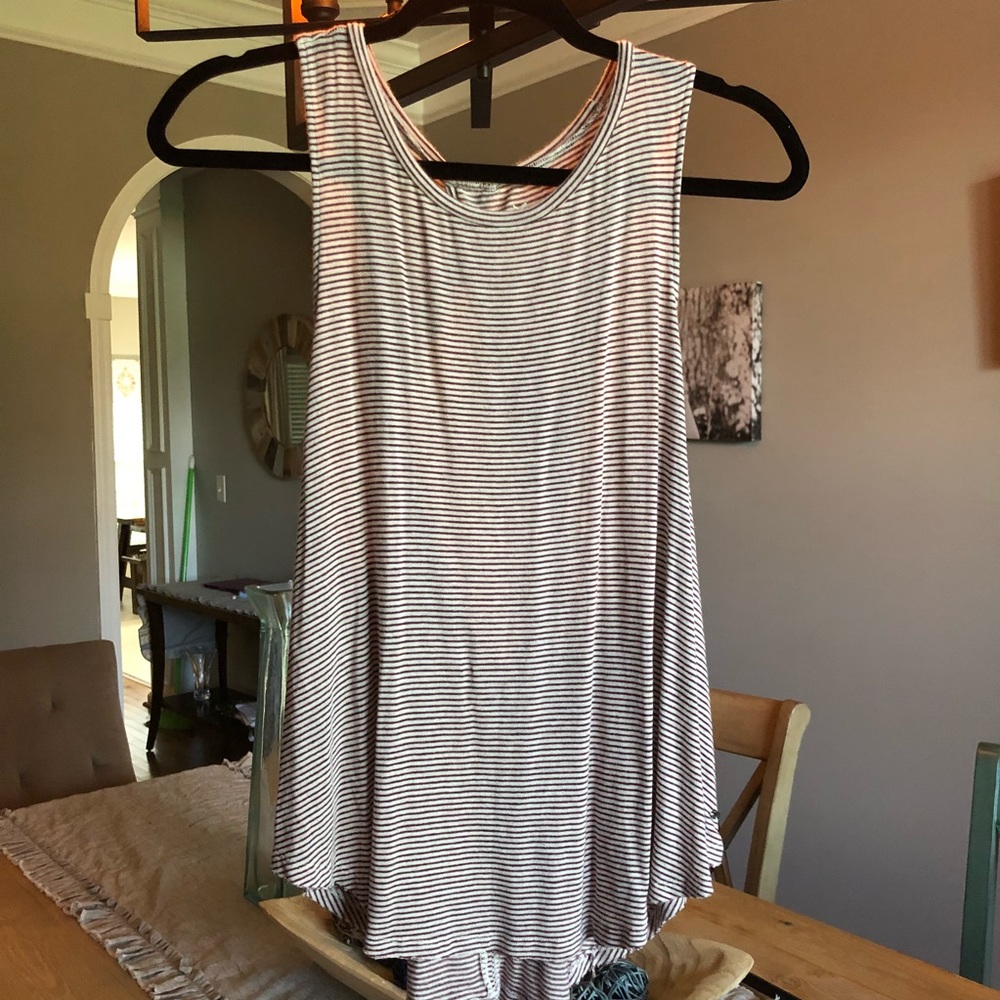 American Eagle Red and White Striped Tank Top